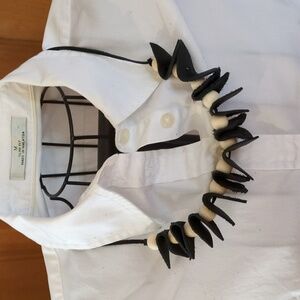 NEW! Handmade Genuine Leather Natural Wood Necklace Choker Bracelet Black #02